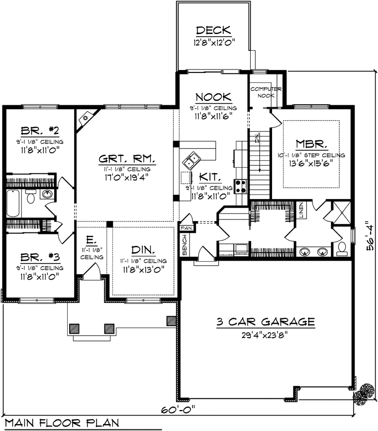 Bungalow Craftsman Ranch Traditional Level One of Plan 73135