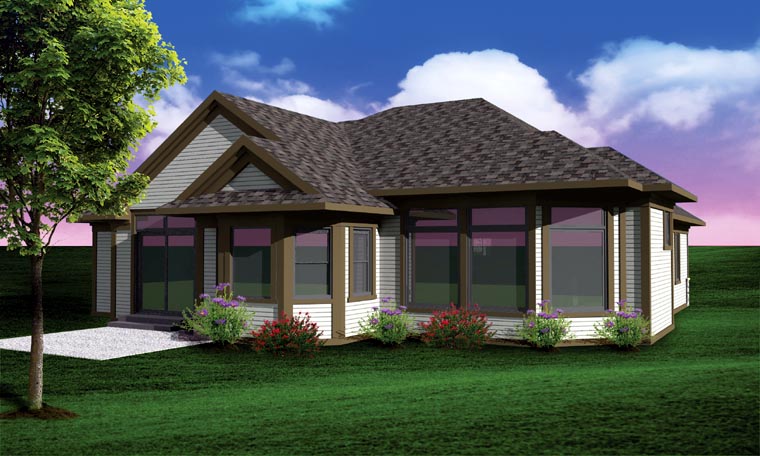 Ranch Traditional Rear Elevation of Plan 73136