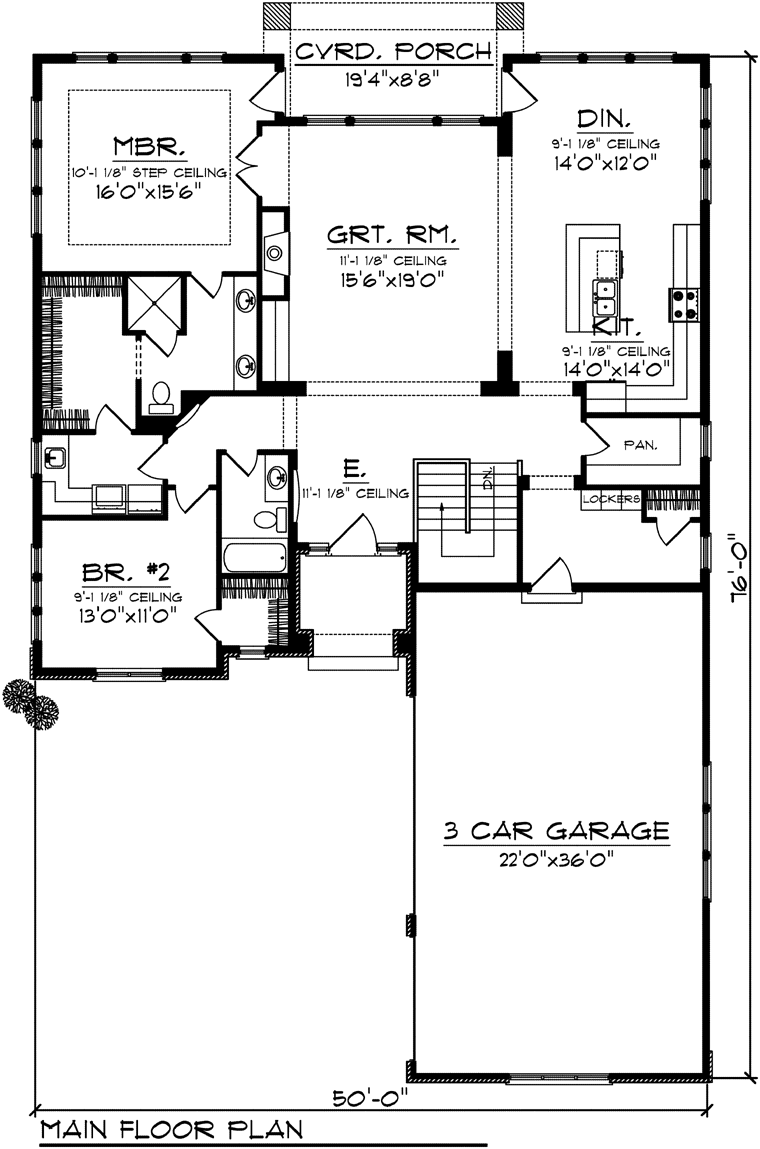 Ranch Traditional Level One of Plan 73139