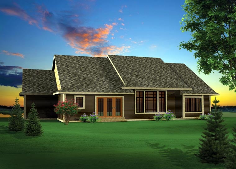 Craftsman Traditional Rear Elevation of Plan 73140