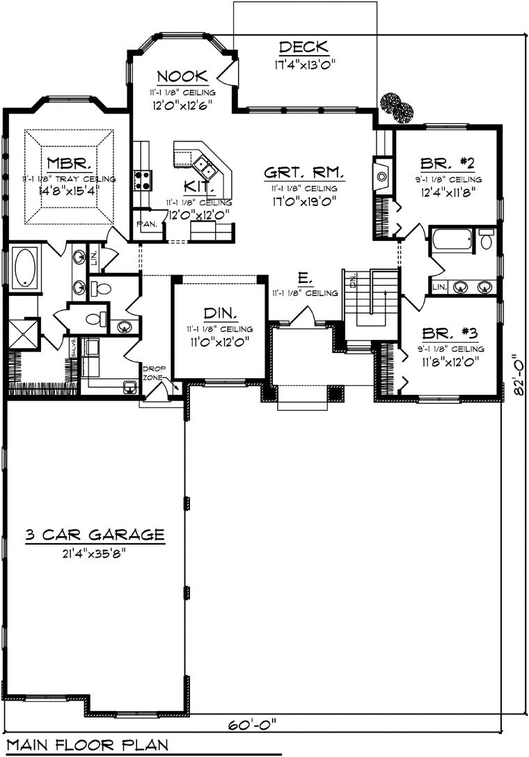 Ranch Traditional Level One of Plan 73141