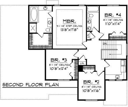 House Plan 73144 Second Level Plan