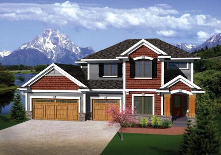 Prairie Style Traditional Elevation of Plan 73144
