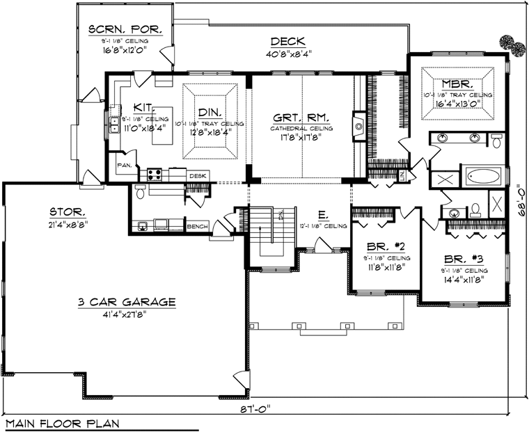 Craftsman Ranch Traditional Level One of Plan 73147