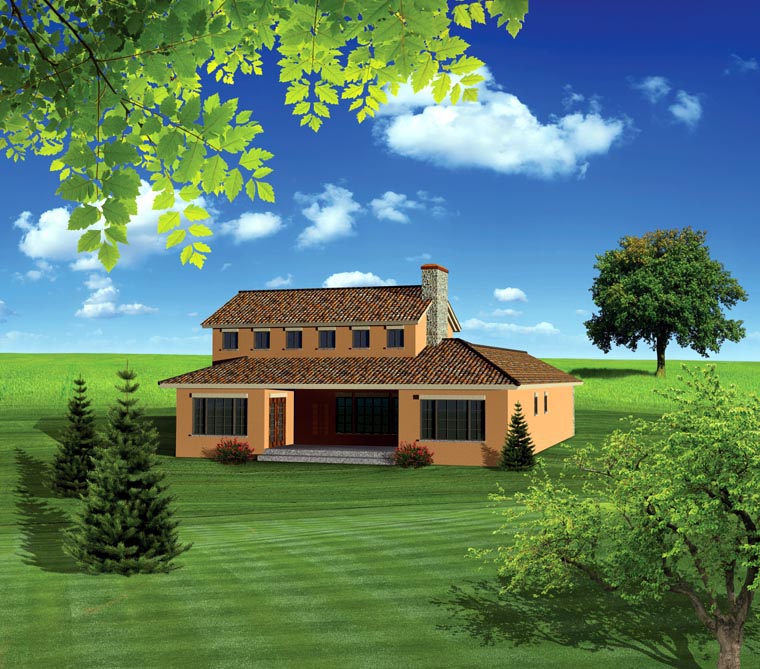 Ranch Rear Elevation of Plan 73154