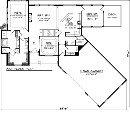 House Plan 73161 First Level Plan