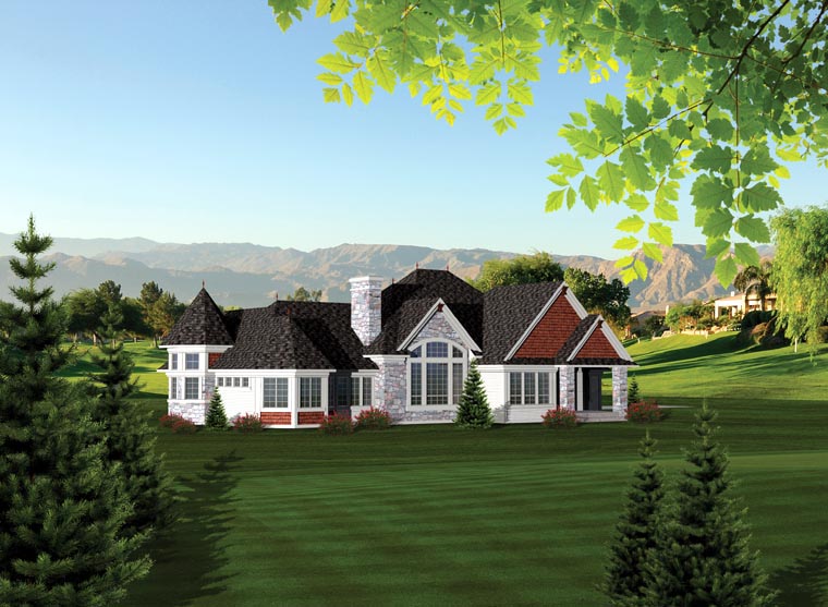 Ranch Rear Elevation of Plan 73163