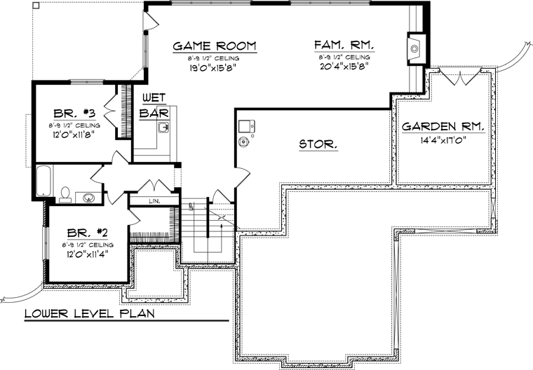 Ranch Lower Level of Plan 73168