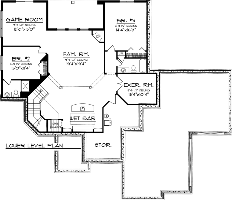 Ranch Lower Level of Plan 73169