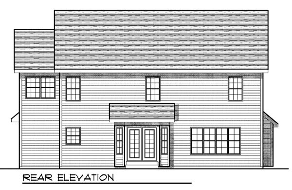 Traditional Rear Elevation of Plan 73173