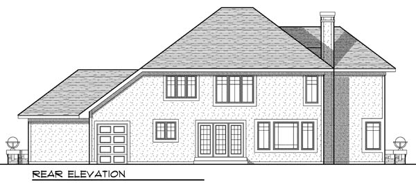 Contemporary Traditional Rear Elevation of Plan 73175