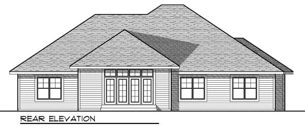 One-Story Traditional Rear Elevation of Plan 73178