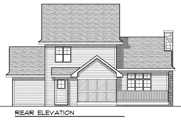 Traditional Rear Elevation of Plan 73180