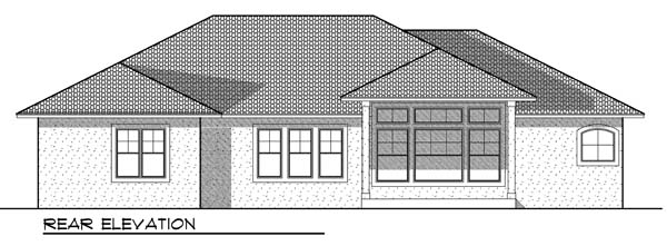 One-Story Traditional Rear Elevation of Plan 73185