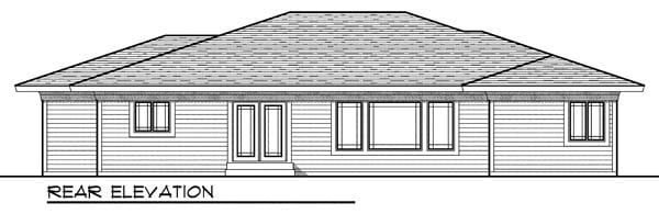 One-Story Ranch Rear Elevation of Plan 73188