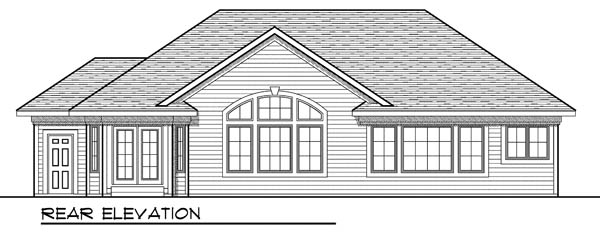 Country One-Story Ranch Rear Elevation of Plan 73189