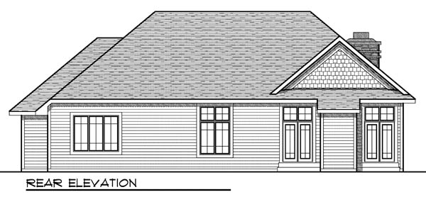 Country One-Story Ranch Rear Elevation of Plan 73190