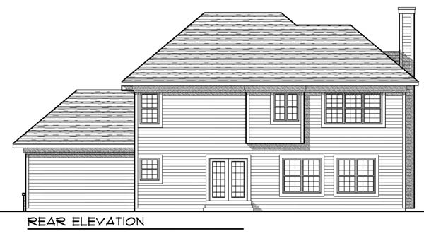 Traditional Rear Elevation of Plan 73192