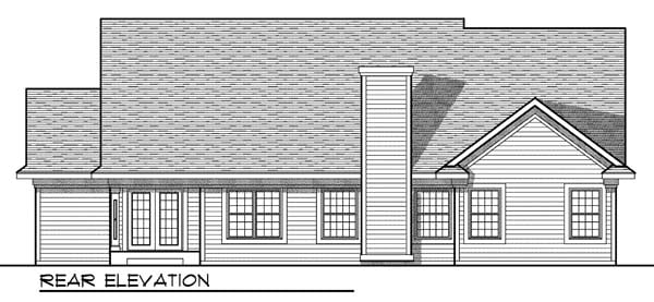 One-Story Ranch Traditional Rear Elevation of Plan 73193
