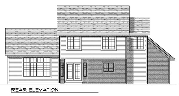 Traditional Rear Elevation of Plan 73196