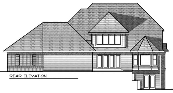 European Traditional Rear Elevation of Plan 73198