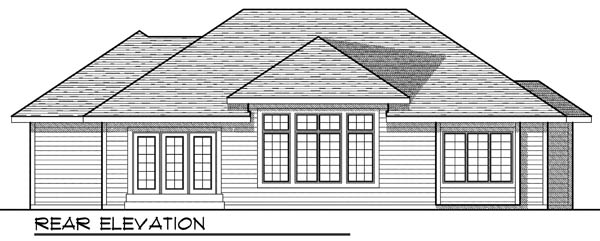 One-Story Traditional Rear Elevation of Plan 73201