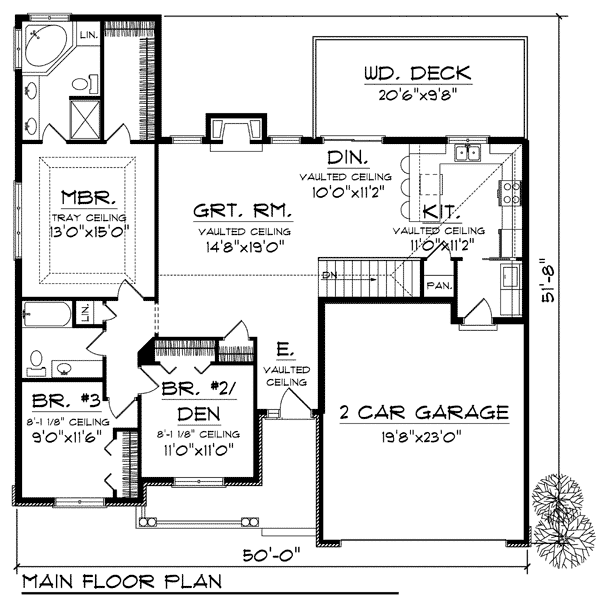 Narrow Lot One-Story Ranch Level One of Plan 73202