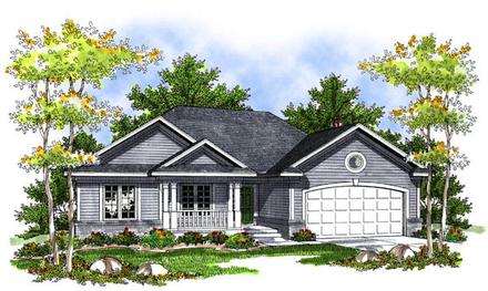 Narrow Lot One-Story Ranch Elevation of Plan 73202