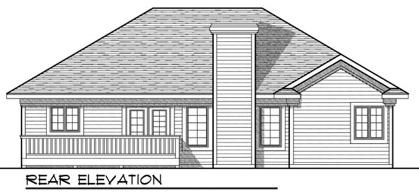 Narrow Lot One-Story Ranch Rear Elevation of Plan 73202