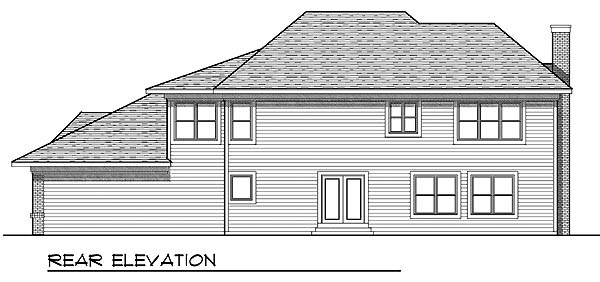 Traditional Rear Elevation of Plan 73206