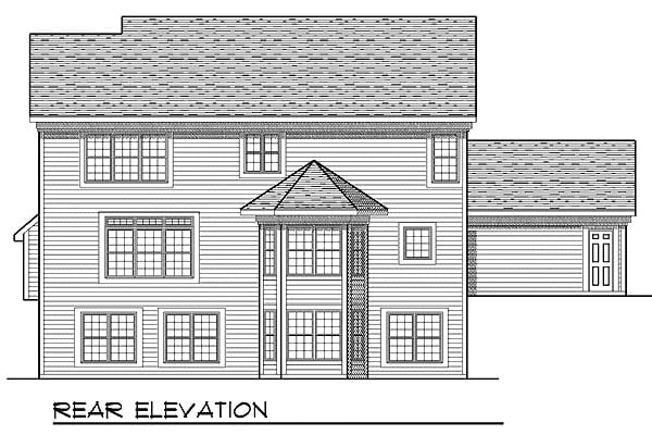 Traditional Rear Elevation of Plan 73211