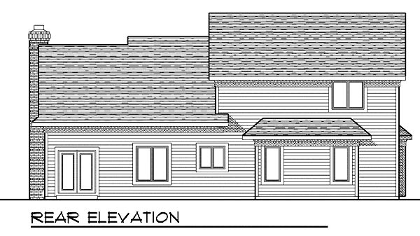 Traditional Rear Elevation of Plan 73212
