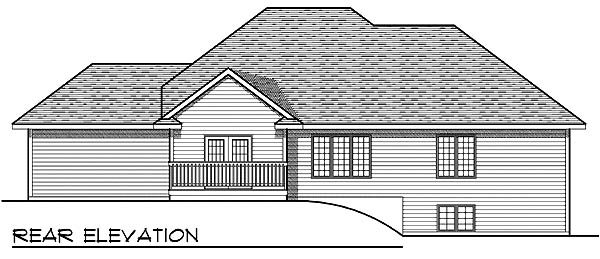 One-Story Traditional Rear Elevation of Plan 73214