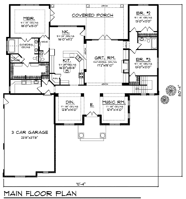 European One-Story Level One of Plan 73216