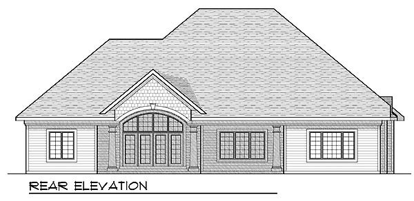 European One-Story Rear Elevation of Plan 73216