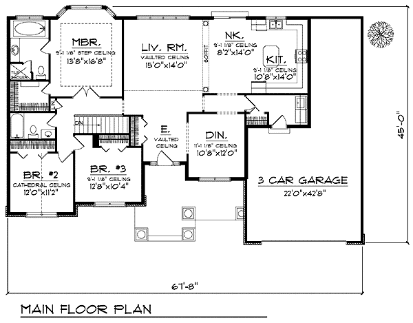 Bungalow Craftsman Level One of Plan 73217