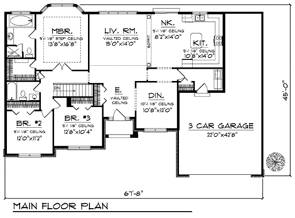 European One-Story Level One of Plan 73218