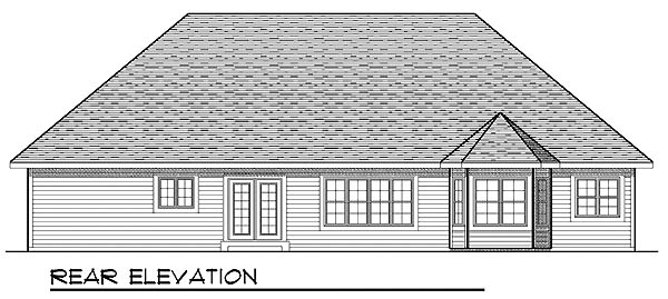 European One-Story Rear Elevation of Plan 73218