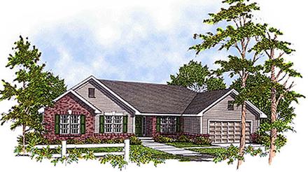 Craftsman One-Story Ranch Traditional Elevation of Plan 73220