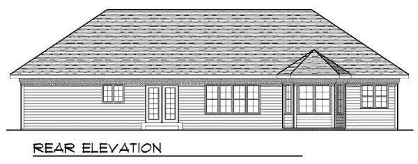 Craftsman One-Story Ranch Traditional Rear Elevation of Plan 73220