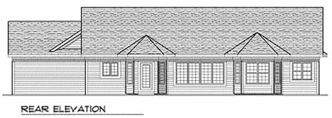 One-Story Ranch Traditional Rear Elevation of Plan 73226