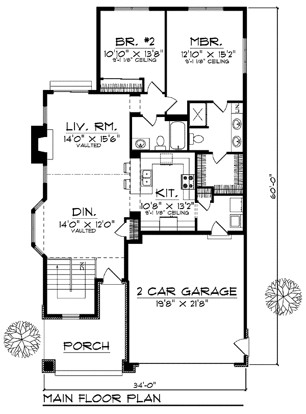 Bungalow Country One-Story Level One of Plan 73228