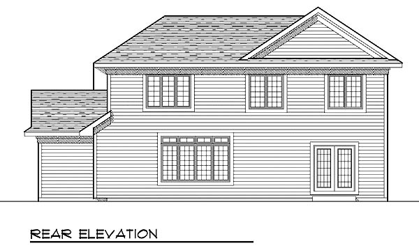 Traditional Rear Elevation of Plan 73230