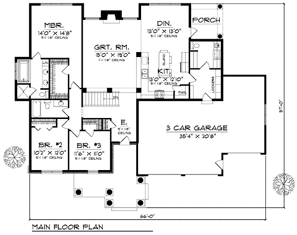 One-Story Traditional Level One of Plan 73231