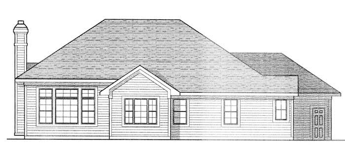 European One-Story Traditional Rear Elevation of Plan 73232