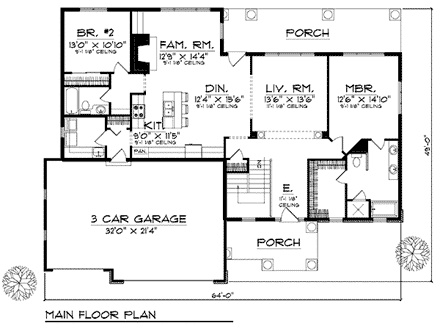 House Plan 73233 First Level Plan