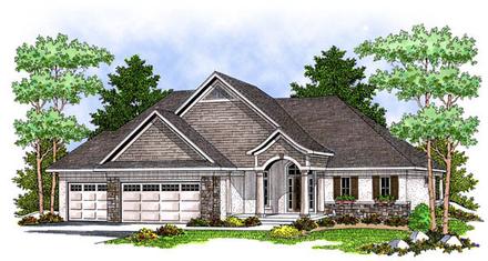 European One-Story Traditional Elevation of Plan 73233