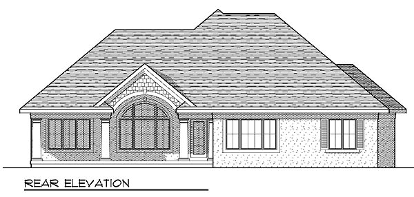 European One-Story Traditional Rear Elevation of Plan 73233