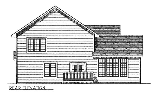 Contemporary Traditional Rear Elevation of Plan 73236