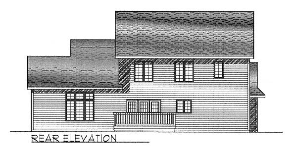 Traditional Rear Elevation of Plan 73240